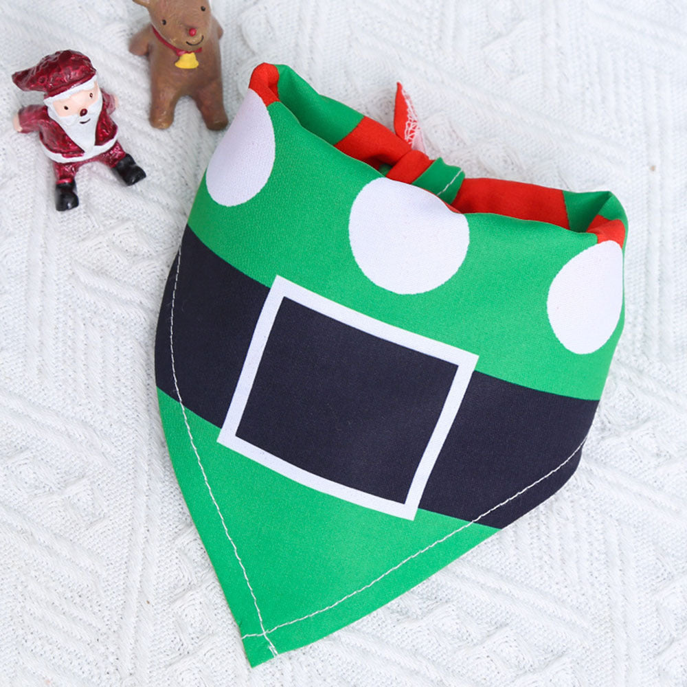 Christmas Cotton Print Pet Dress Triangle Scarf