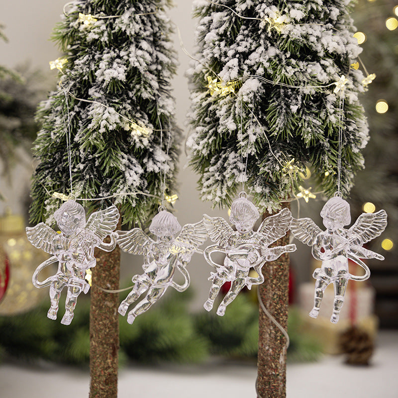 4pc Christmas Decorations Pendant Transparent Acrylic Angel