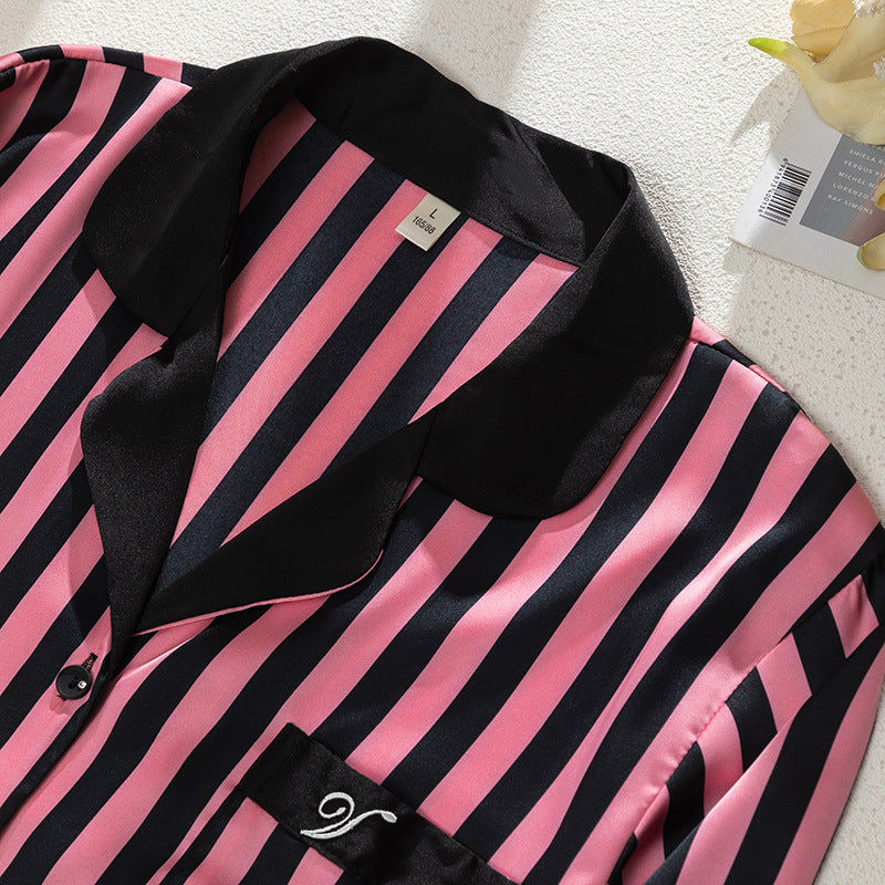 Unisex Four Sided Elastic Striped Polyester Home Wear Suit