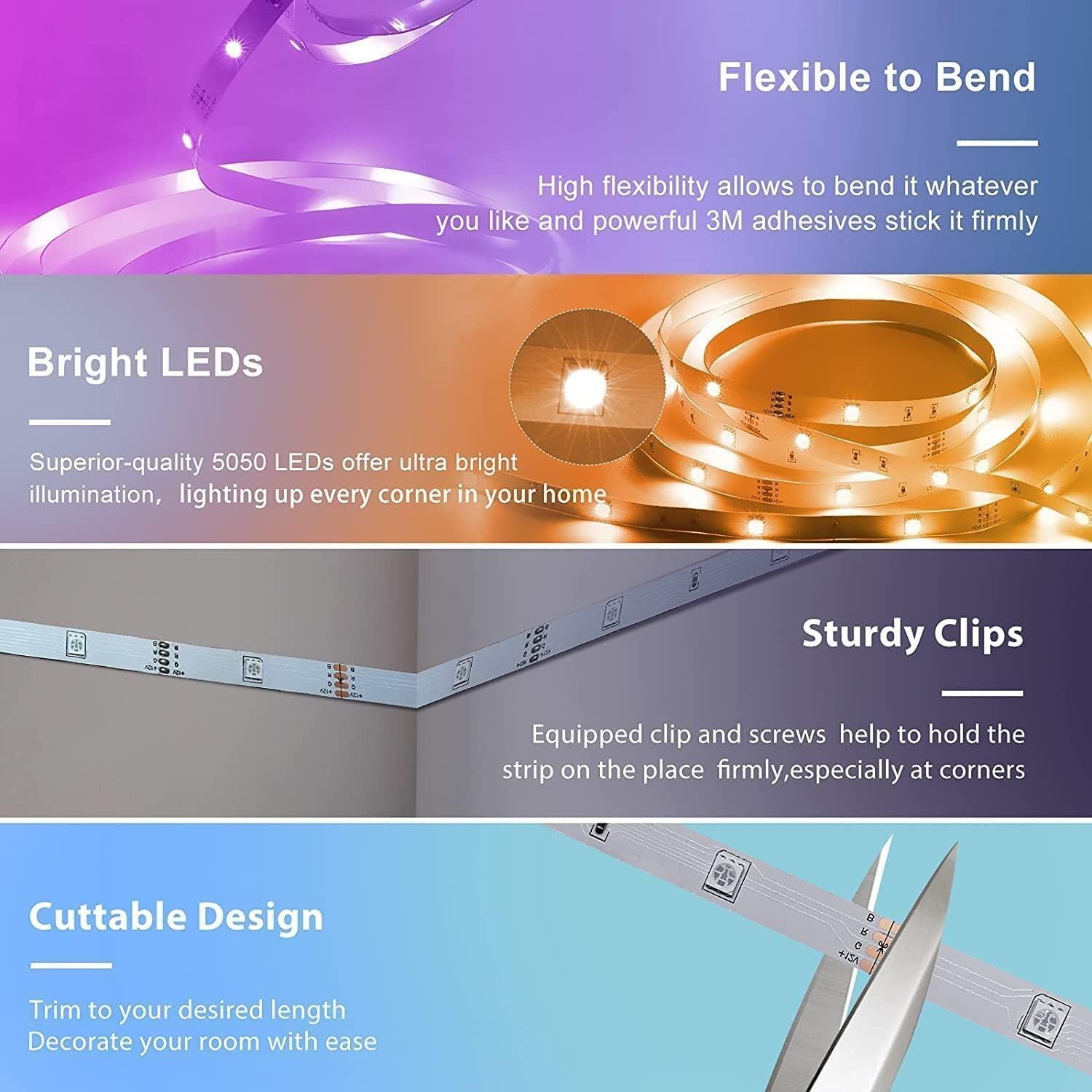 Silicone Covered Low Voltage RGB Music Bluetooth LED Strip