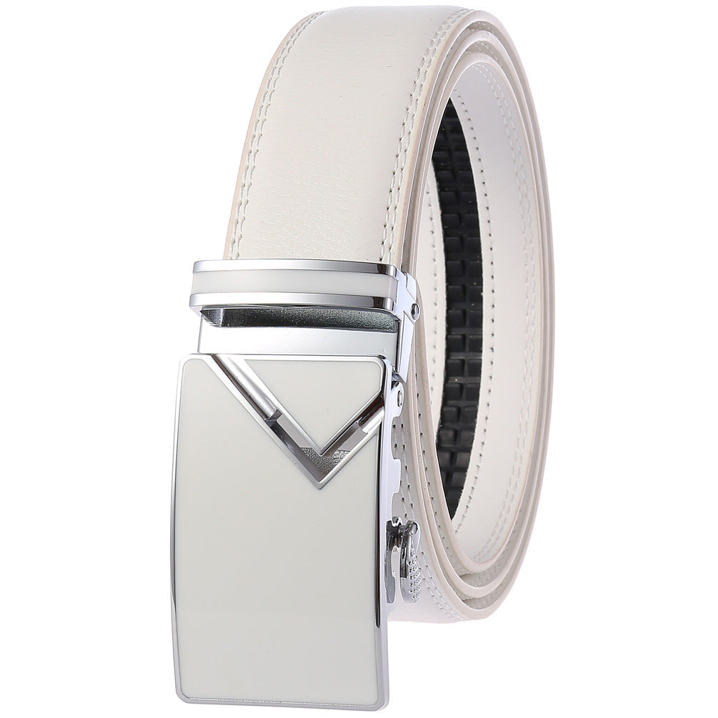Men’s Cowhide Belt – Retro Automatic Buckle in Multiple Colors