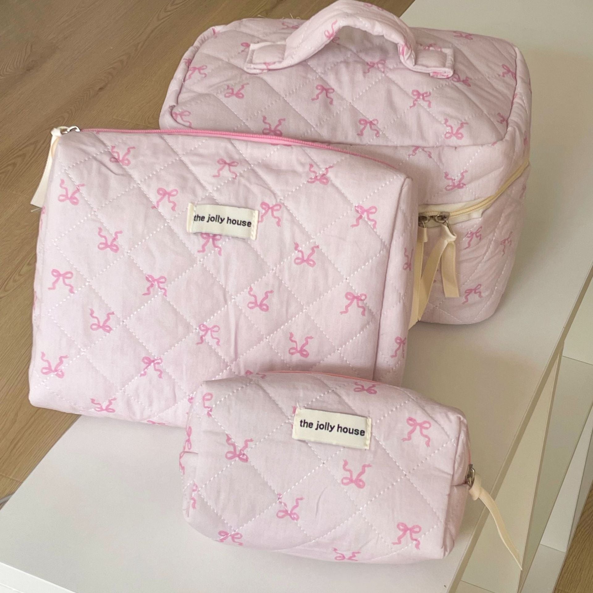 Ribbon Bow Makeup Bag – Korean Style Cosmetic Pouch for Students