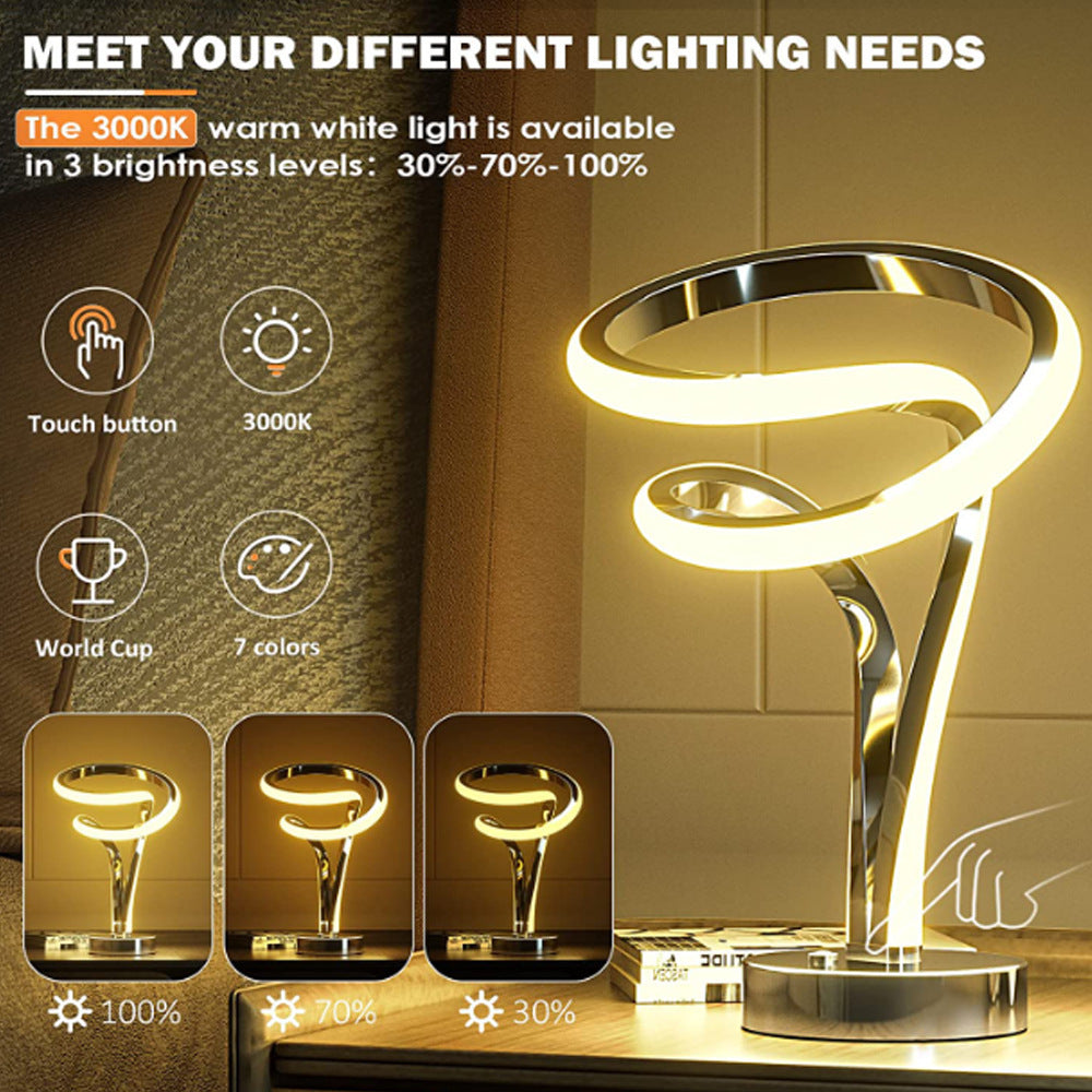 Aluminum Alloy LED Table Lamp Wooden Base Eye Protection USB Charging