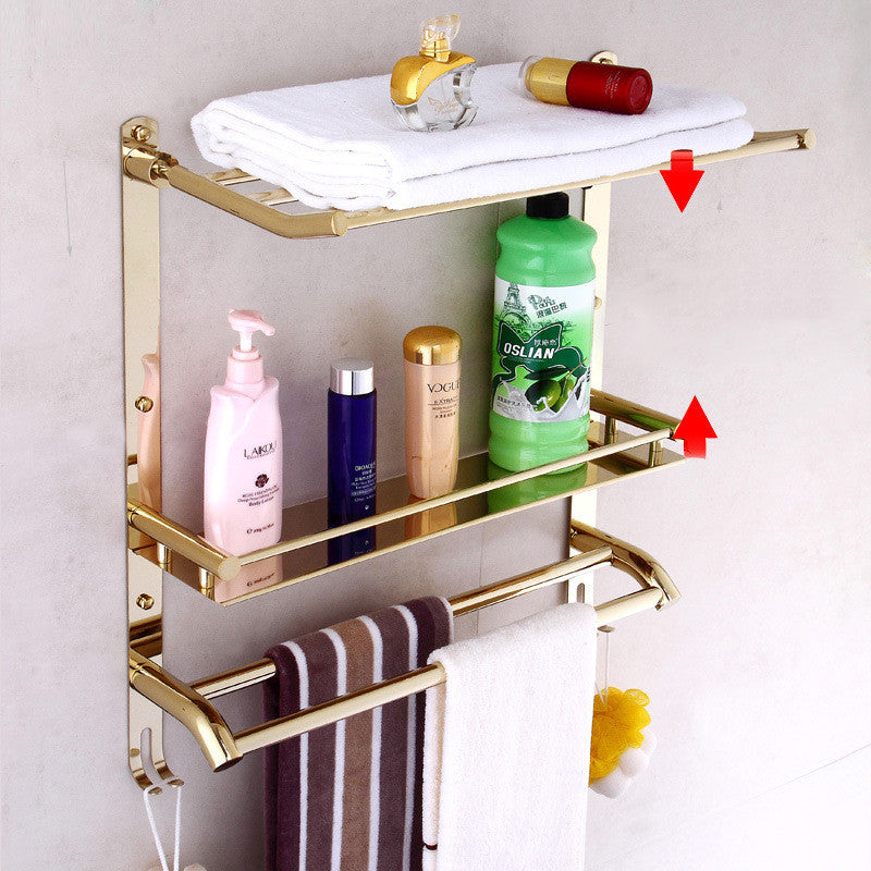 Stainless Steel Double Bathroom Towel Rack – Wall-Mounted Towel Holder