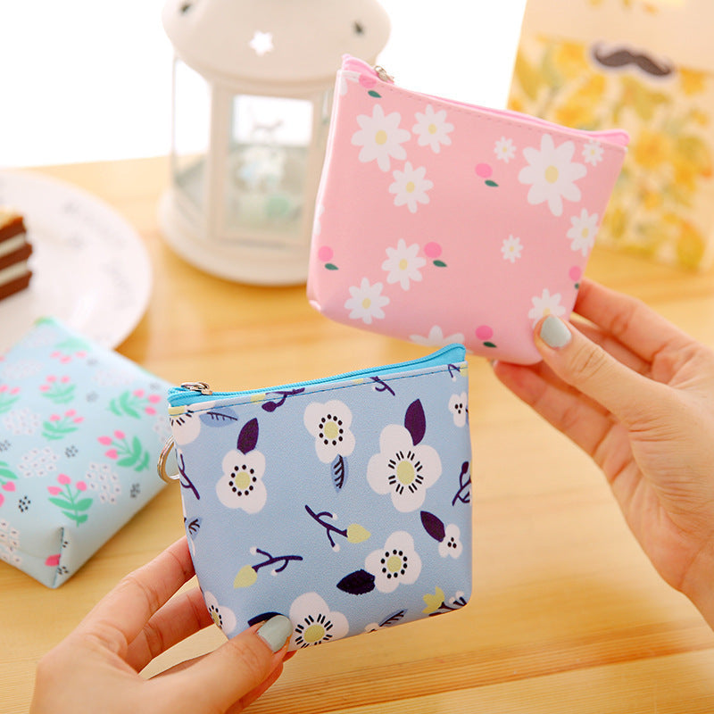PU Leather Floral Coin Purse – Handheld Mini Wallet for Women & Girls