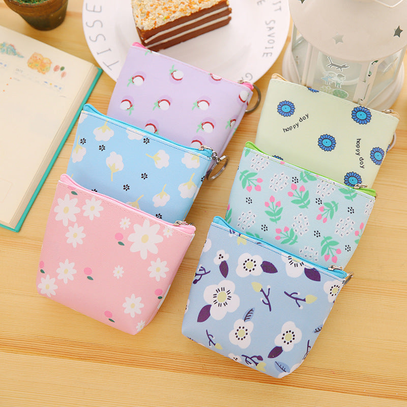 PU Leather Floral Coin Purse – Handheld Mini Wallet for Women & Girls