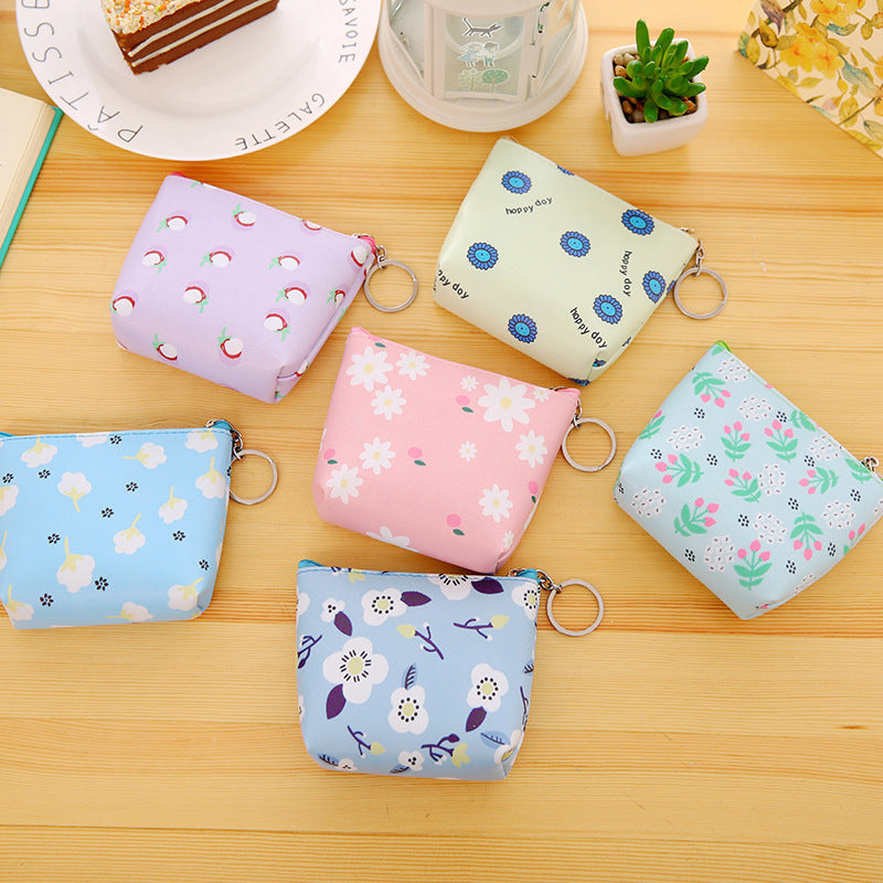 PU Leather Floral Coin Purse – Handheld Mini Wallet for Women & Girls