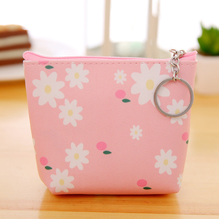 PU Leather Floral Coin Purse – Handheld Mini Wallet for Women & Girls