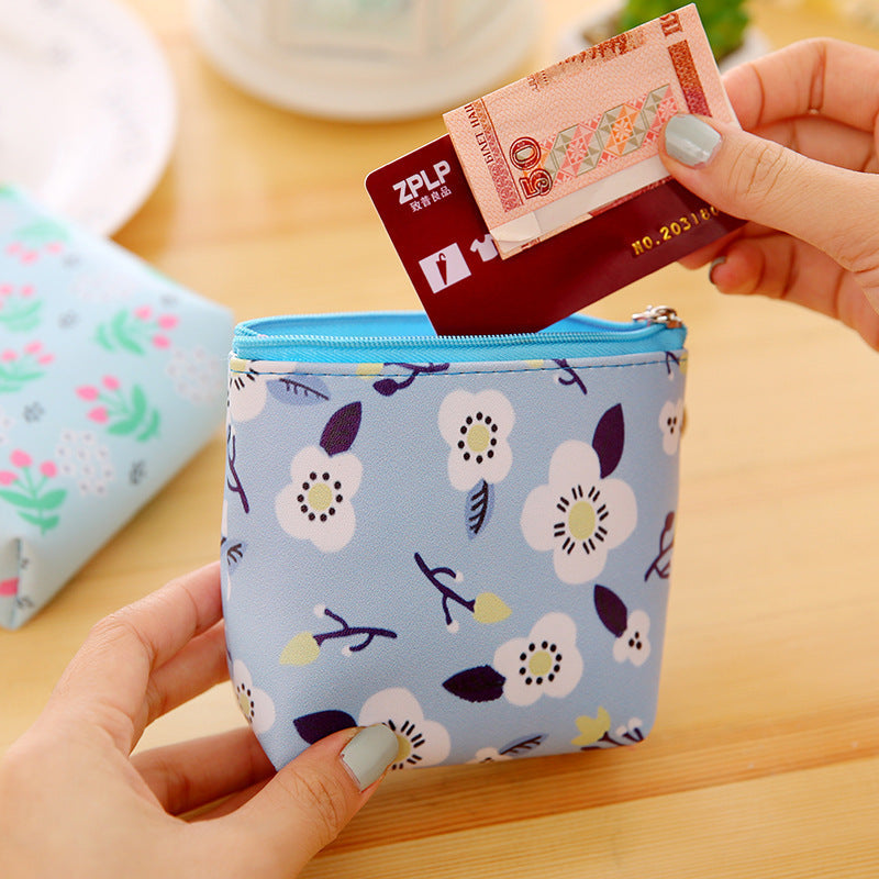 PU Leather Floral Coin Purse – Handheld Mini Wallet for Women & Girls