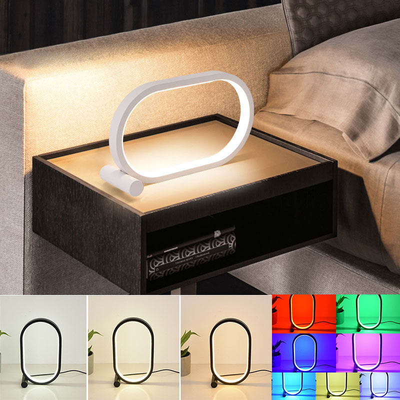 USB Plug-In Oval Acrylic Lamp – Touch Control Dimmable Modern Bedside & Desk LED Night Lamp