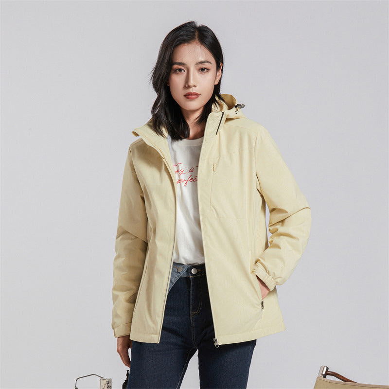 Couple Windproof Single-Layer Jacket & Fleece-Lined Padded Overalls Set