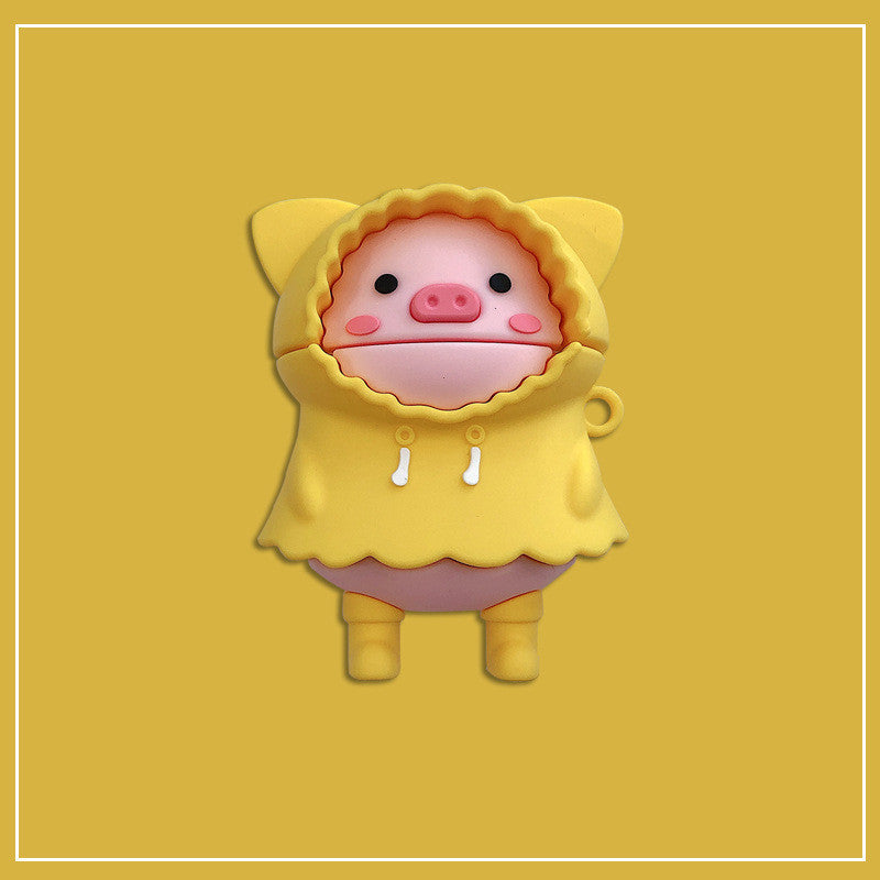 Compatible with Apple, Cute raincoat pig earphone set