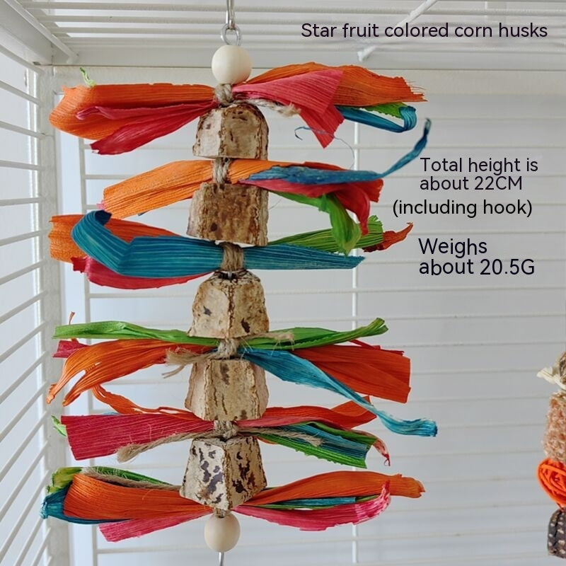Non-Toxic Yangtao Wooden Parrot Bite Toy with Metal Hook for Cage Attachment