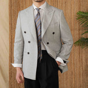 Lightweight Striped Double Breasted Suit Business Casual Suit Coat