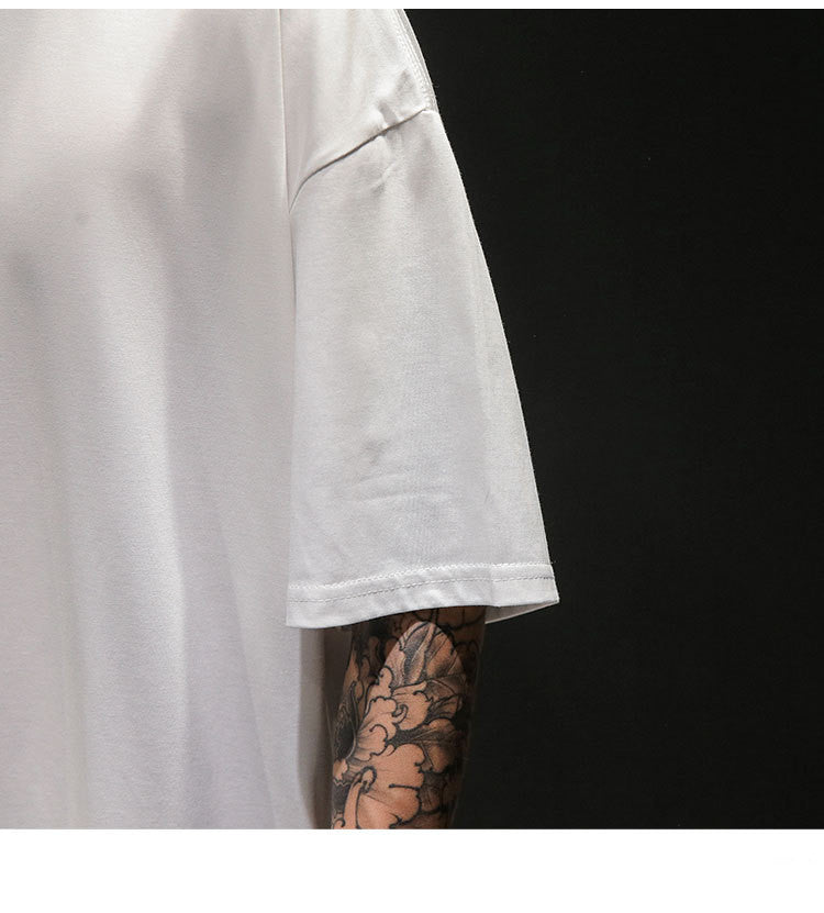 Mens Loose Fit Cotton T Shirt Casual Everyday Solid White
