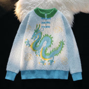 Dragon Year Chinese Style Buckle Pullover Sweater For Men