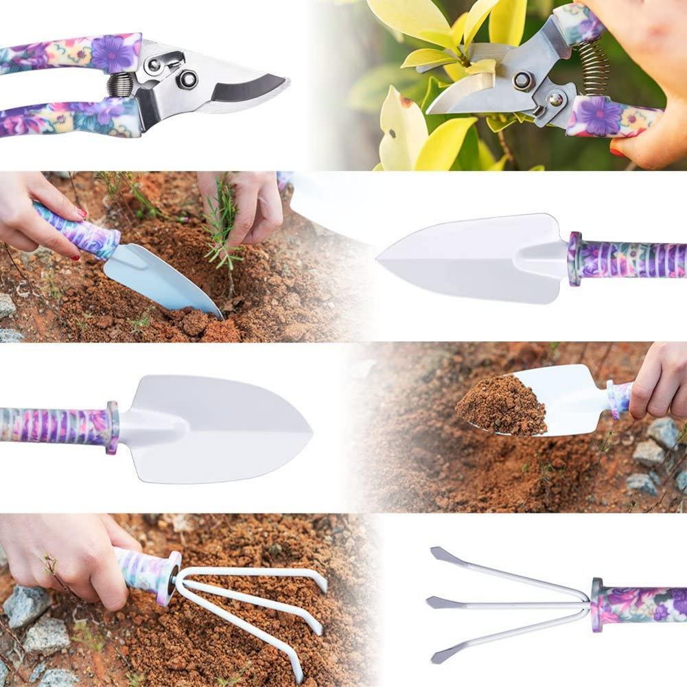 10-Piece Rust-Proof Sandblasting Gardening Tool Set with Environmental Plastic Handles – Purple