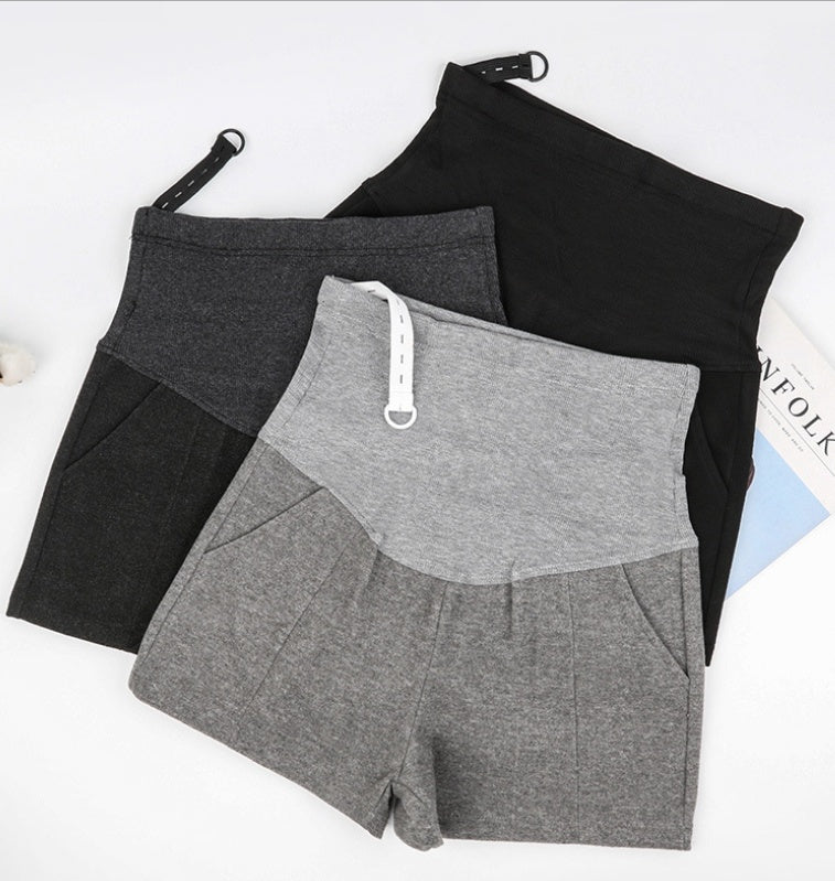 Tide Mom Woolen High-Waist Maternity Shorts – Stomach Lift Pregnancy Bottoms