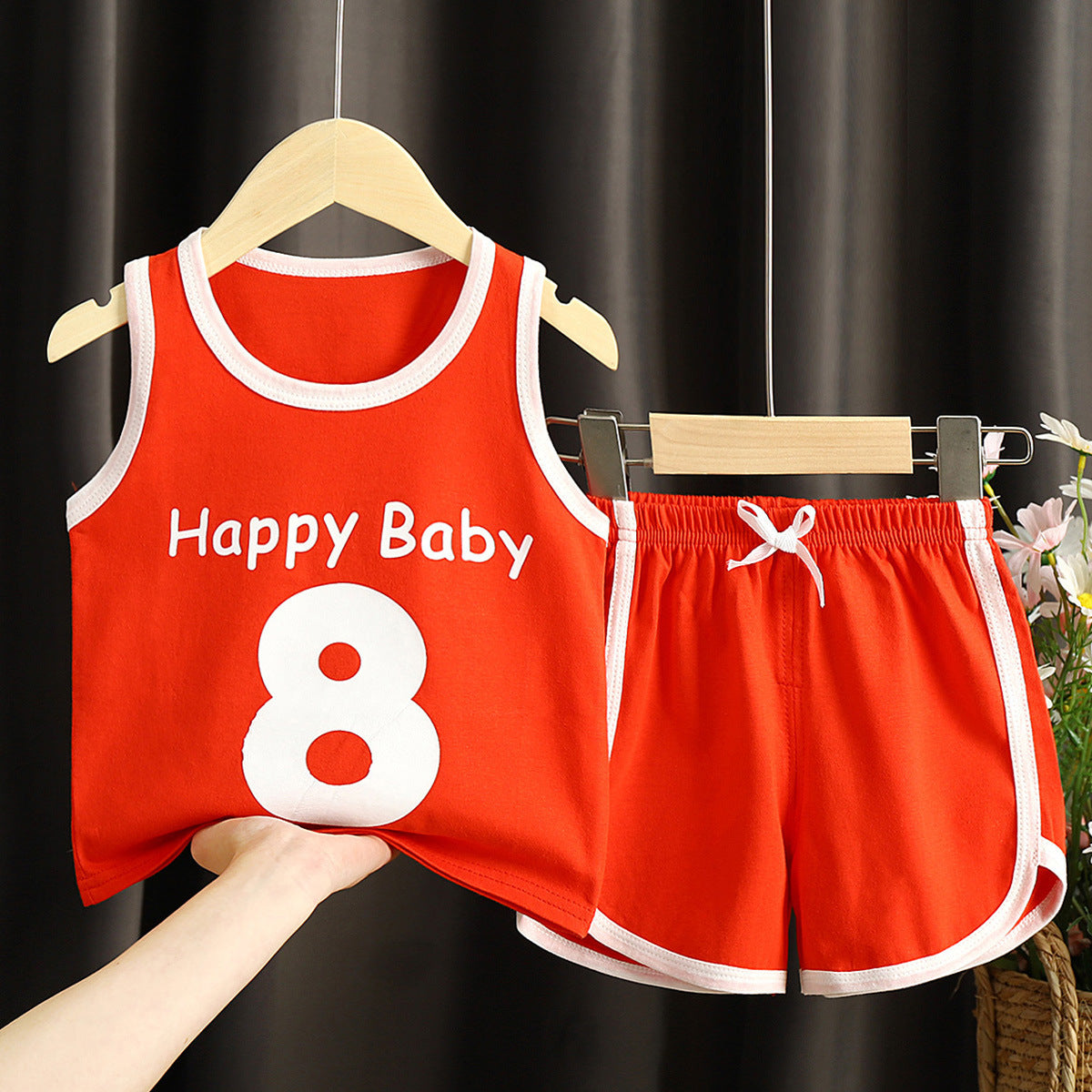 Kids Cotton Vest And Shorts Set Lightweight Summer Unisex