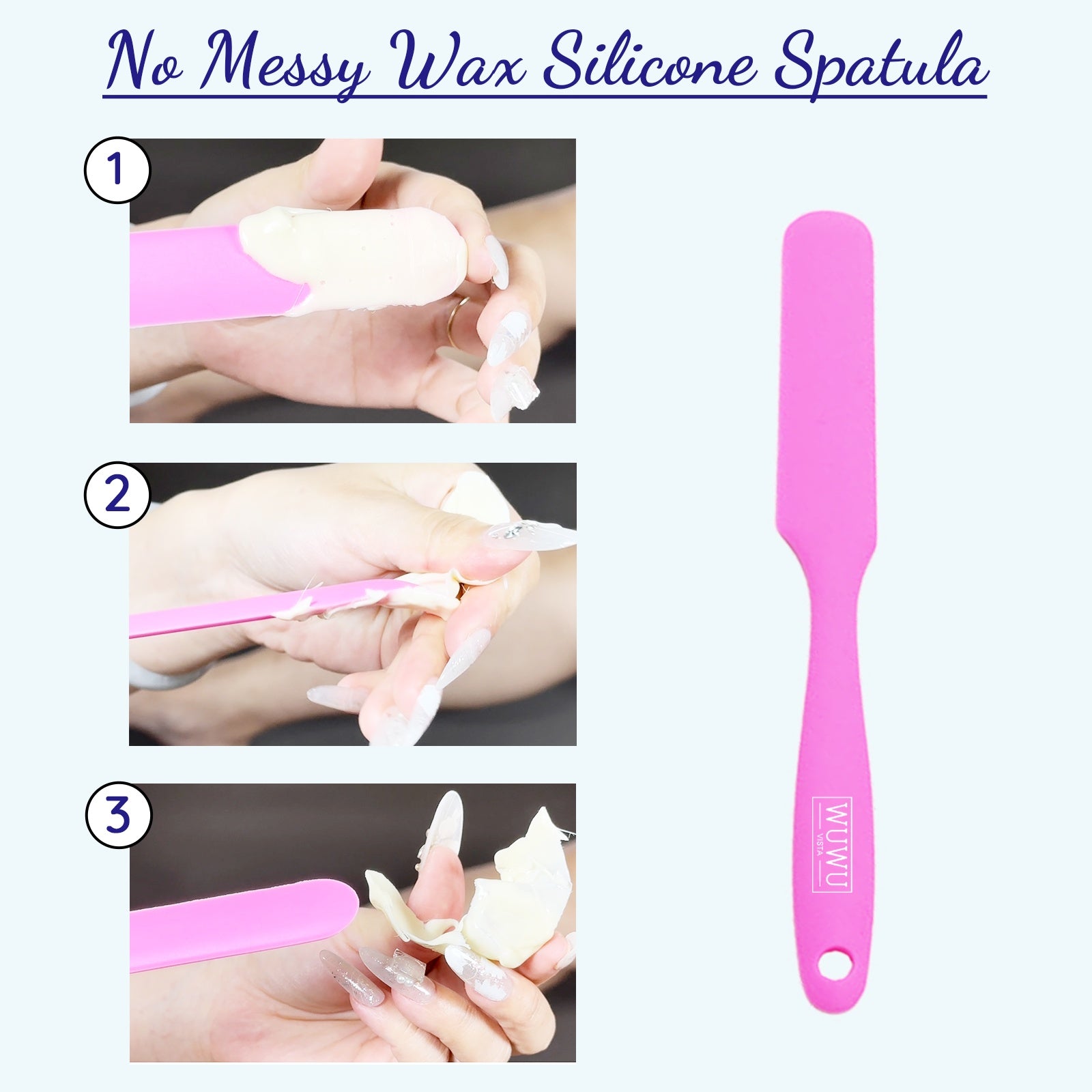 Silicone Waxing Spatula Applicator – Reusable Non-Stick Hair Removal Stick with Long Handle