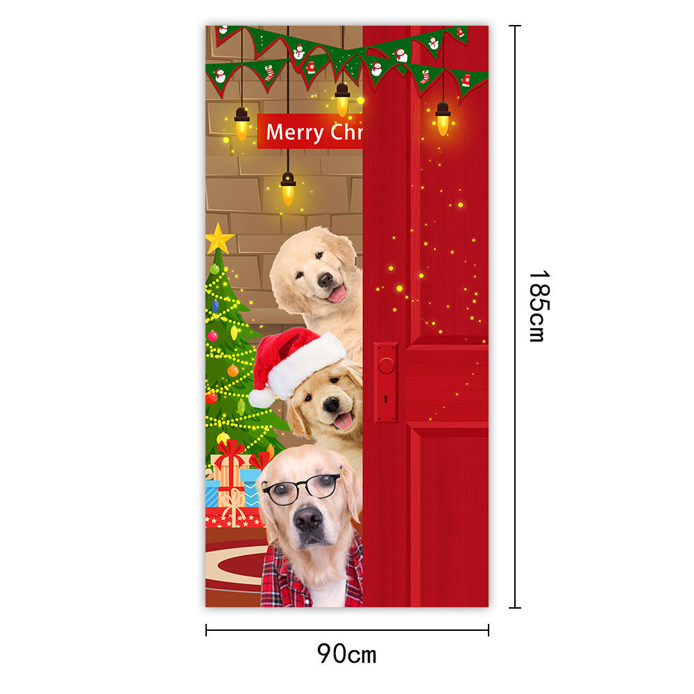Christmas Curtain Flag Outdoor Photo Puppy Background Hanging Cloth