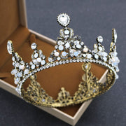 Elegant Korean Rounded Pearl and Diamond Princess Wedding Crown