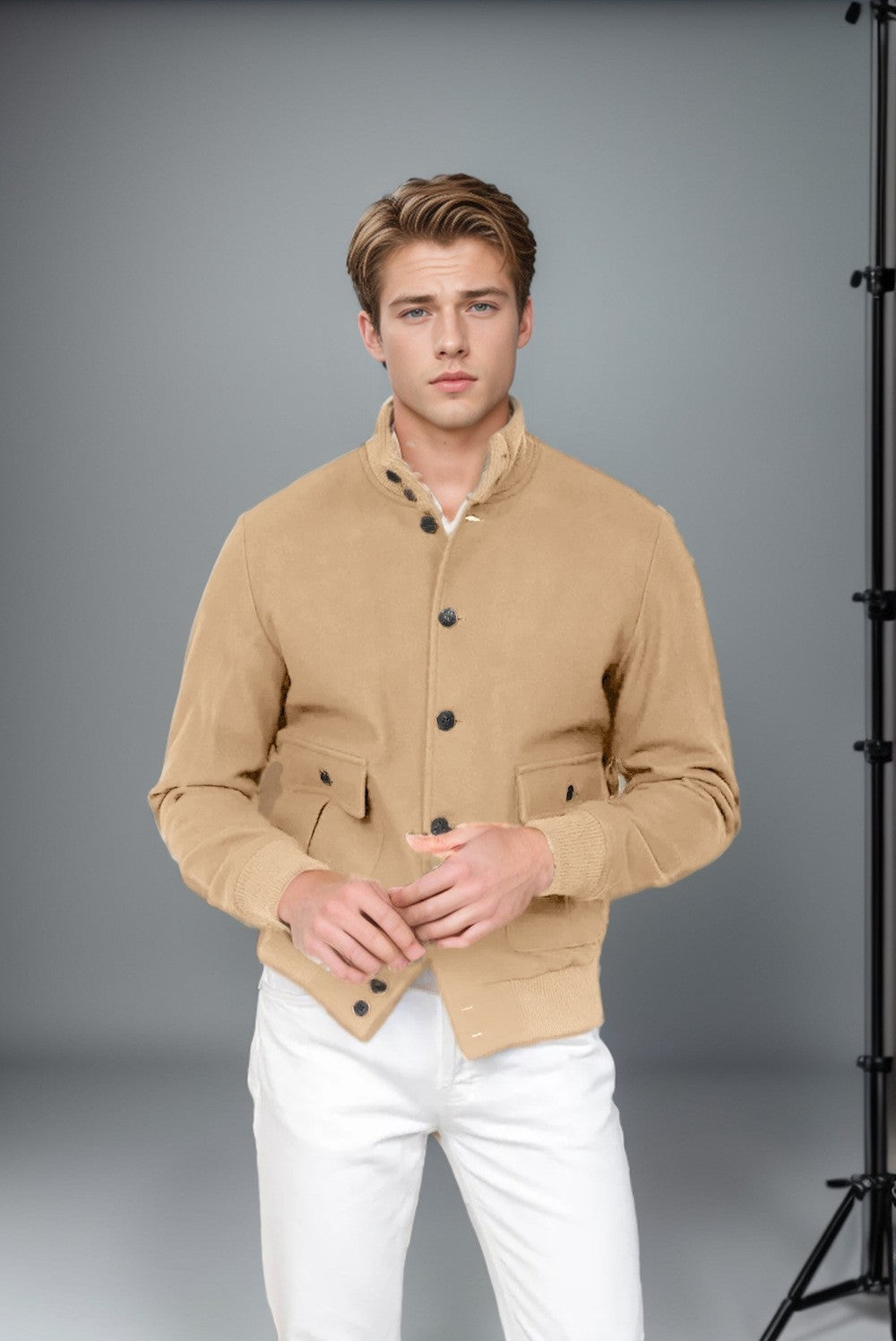 Men's Design Long Sleeve Stand Collar Top