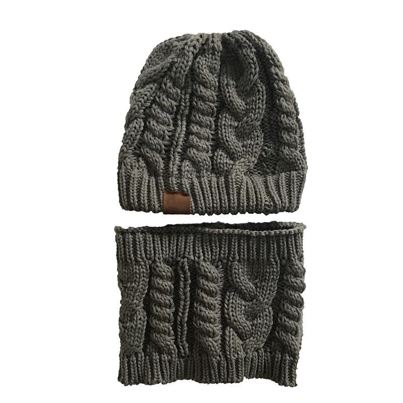 Warm Acrylic Knitted Women’s Autumn Winter Ponytail Hat and Ring Scarf Set