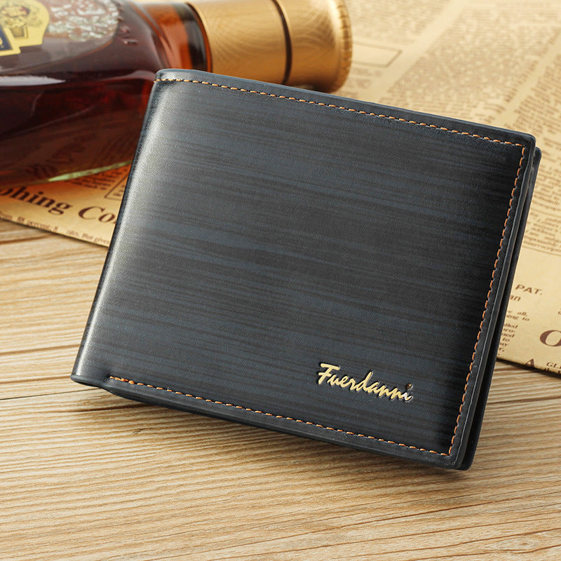 Men's Short Glossy Leather Wallet