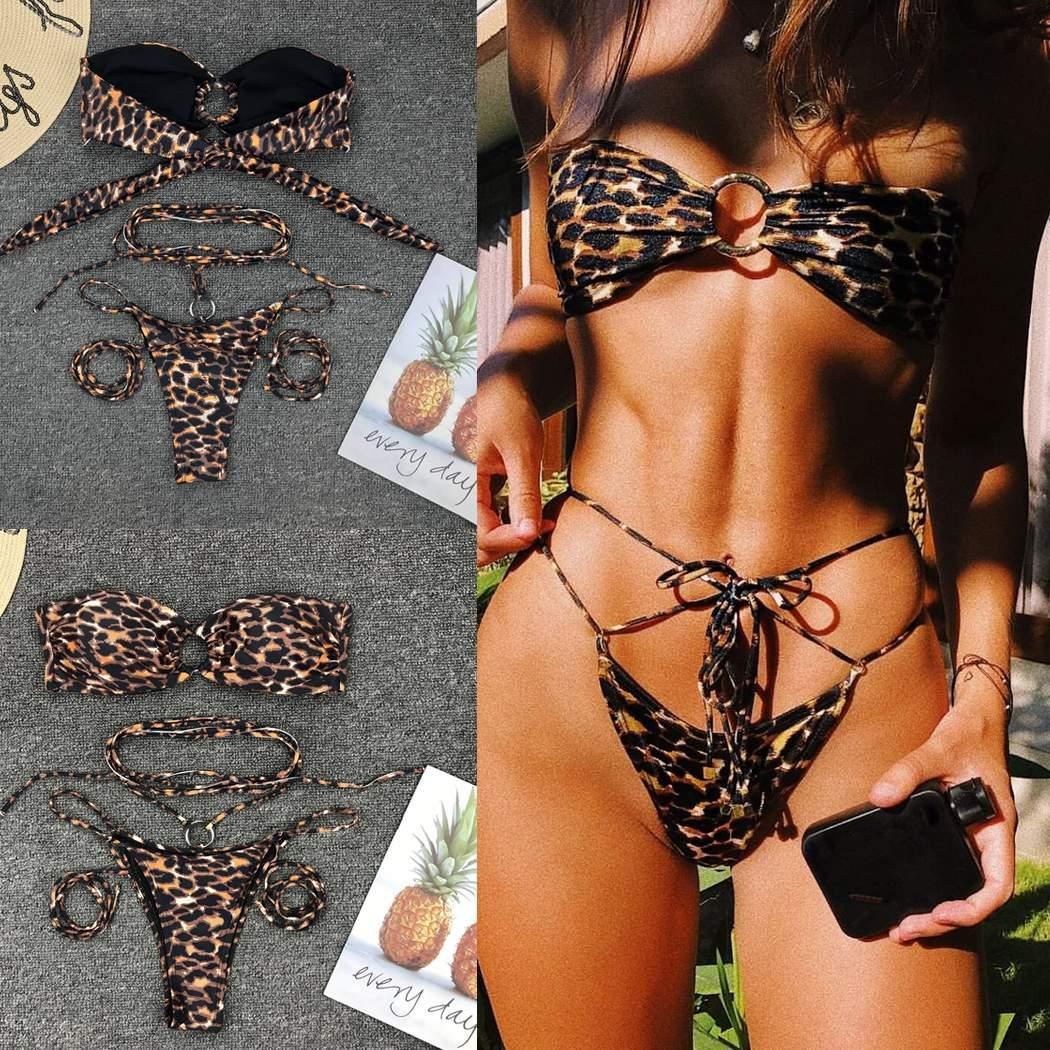 Women’s Leopard Print Bikini Set – Beach Swimwear