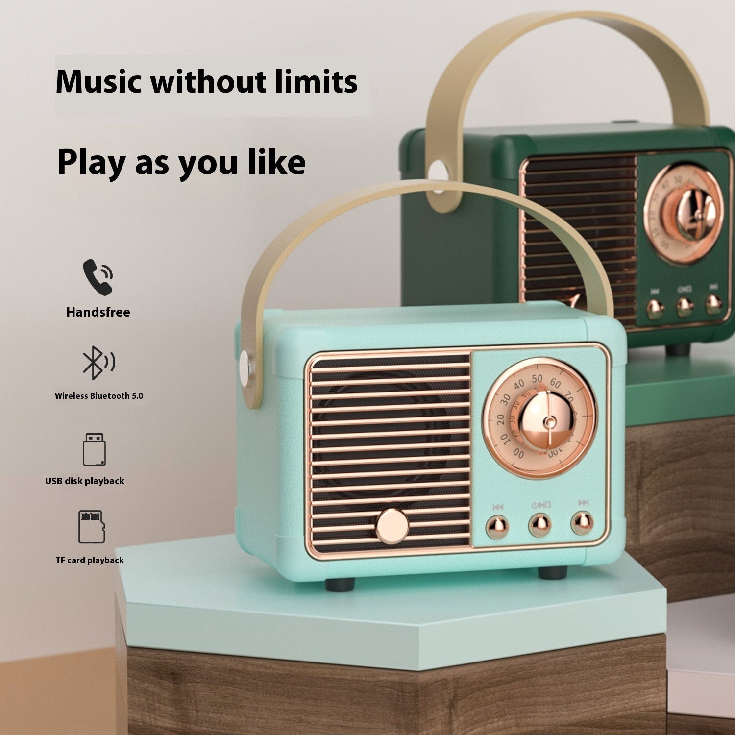 Plastic Bluetooth Retro Mini Speaker For Car And Desk