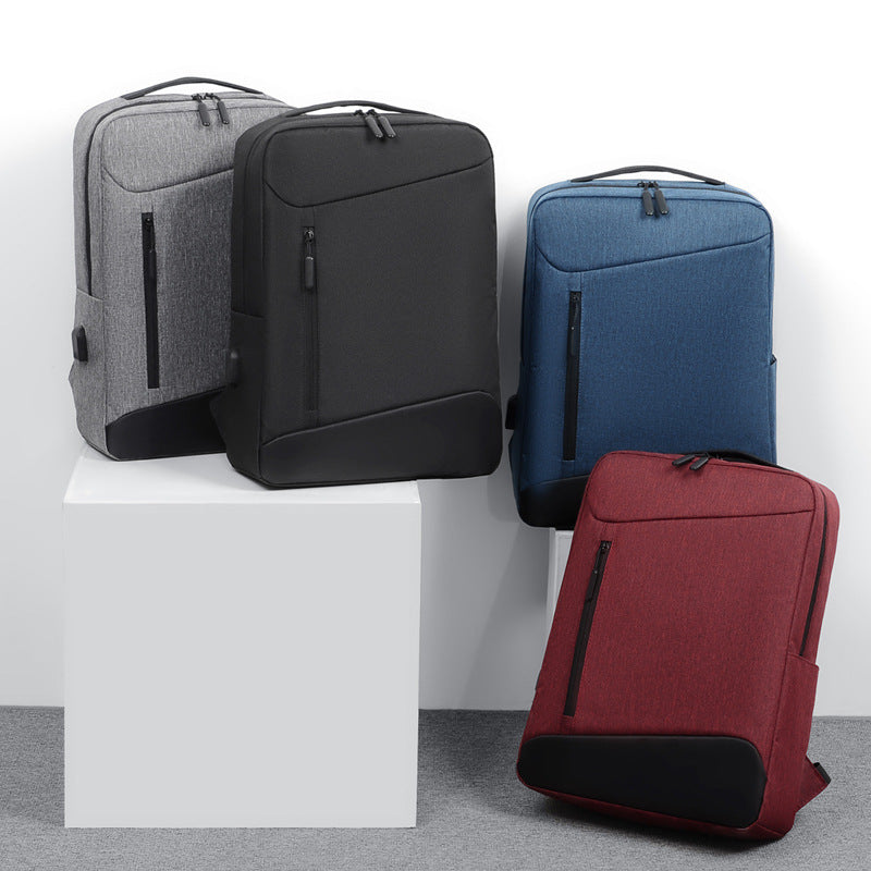 Men's Solid Color Business Laptop Backpack Oxford Cloth