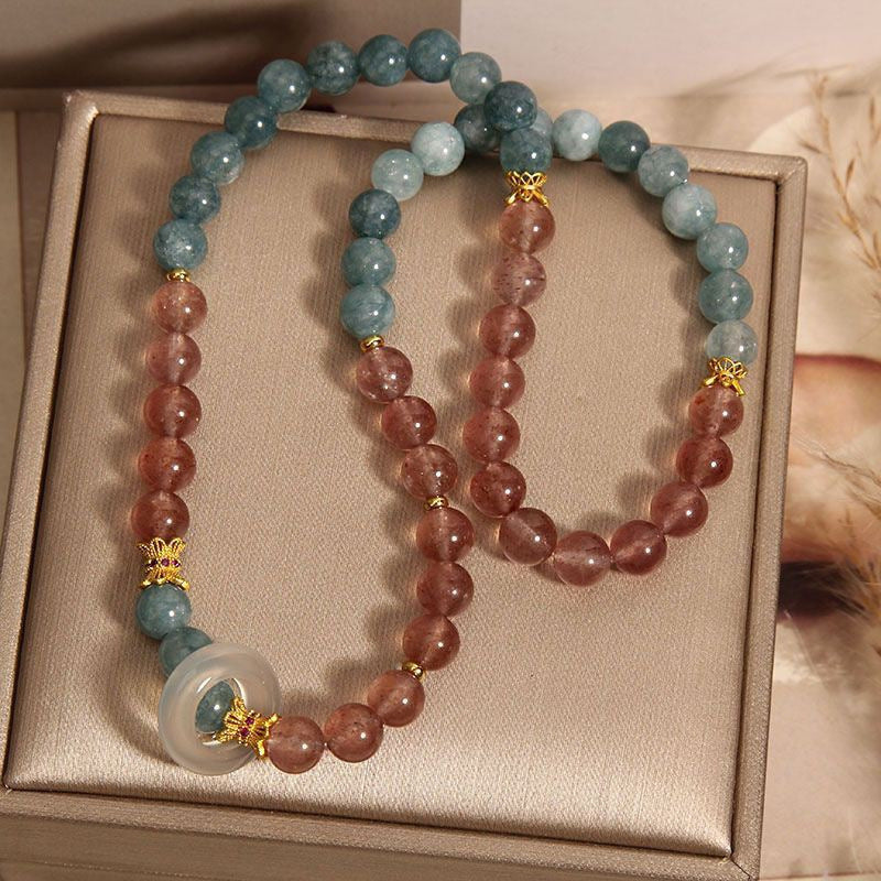 Natural Stone Blue Water Jade Double Ring Bracelet