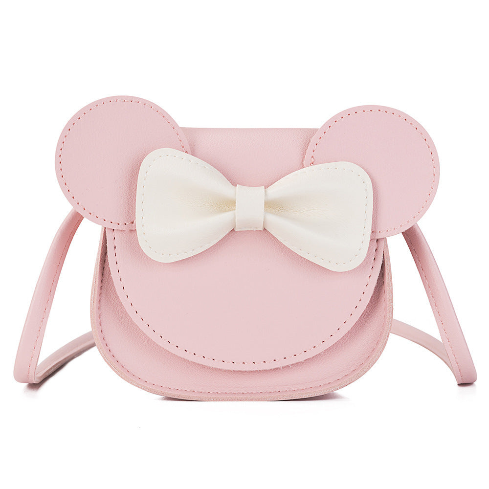 Cute Bowknot PU Small Shoulder Bag for Girls – Adorable Student Crossbody