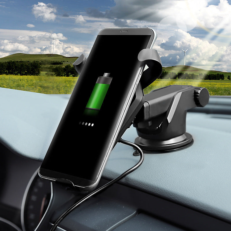 Magic Array Wireless Car Charger – 15W Qi Fast Charge Phone Mount with LED