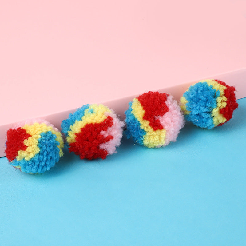 Cat Toy Rainbow Hair Ball Toy Ball Color