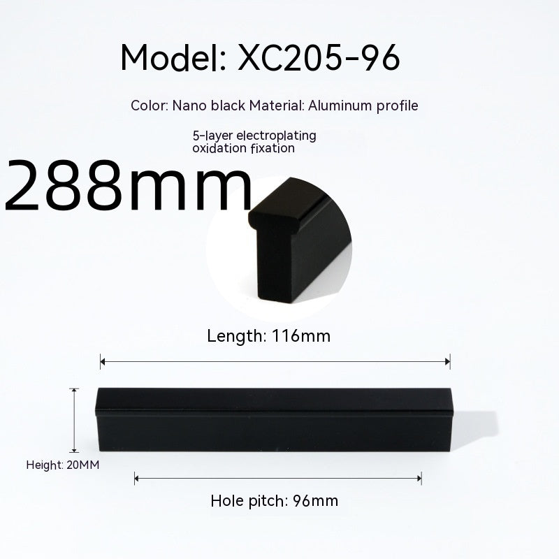Cabinet Door Black Metal Handle One-word Lengthened