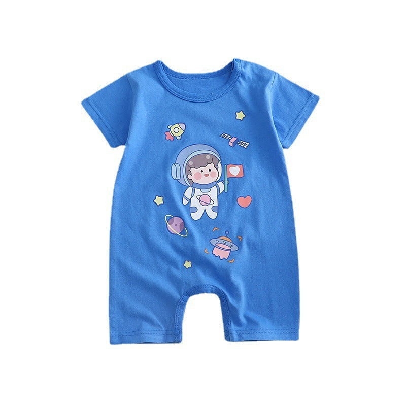 Cotton Summer New Korean Style Baby Boy Thin Women's Short-sleeved Children's Jumpsuit