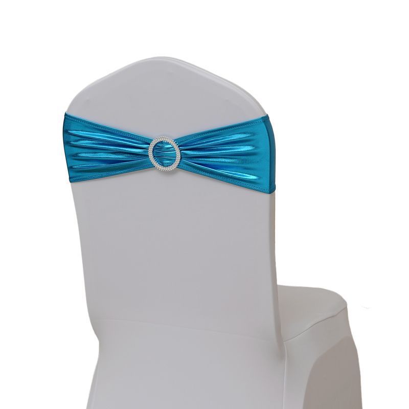 Hotel Banquet Celebration Wedding Universal Elastic Chair Cover Copper Strips Decoration Bowknot Back Flowers
