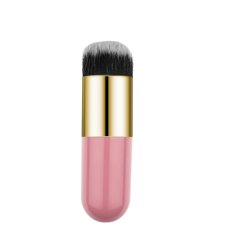 Loose Powder Brush – Nylon Bristle Foundation Brush with Large Rubber Handle, Soft Elastic Corrugated Silk Hair, Short Rod Design