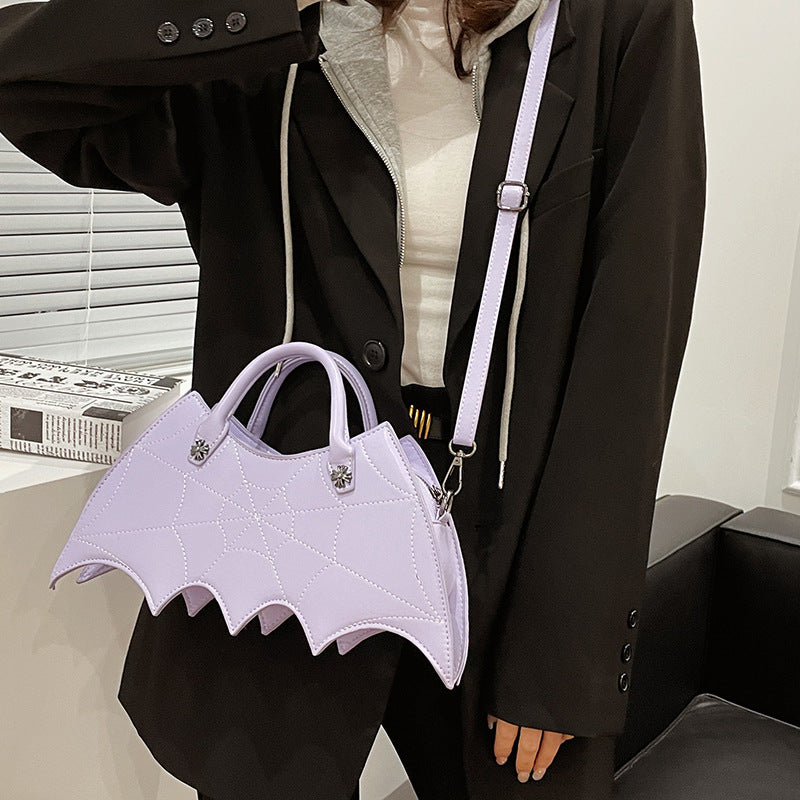Halloween Spider Web Shoulder Bag – PU Leather Batgirl Style Crossbody Messenger Handbag