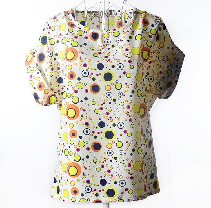 USA Size Loose Fit Chiffon Shirt – Short Sleeve Printed Blouse for Women (Plus Size)