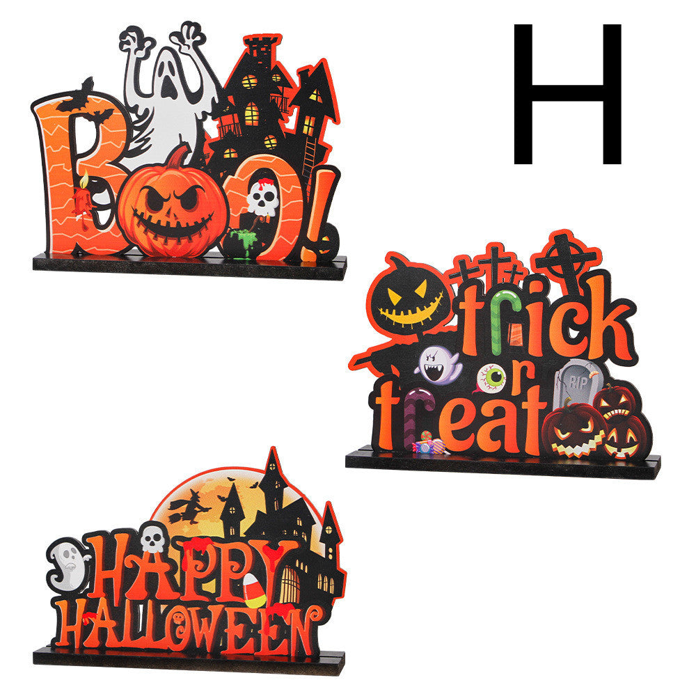 Halloween Wooden Ornaments Horror Atmosphere Arrangement Pumpkin Decoration