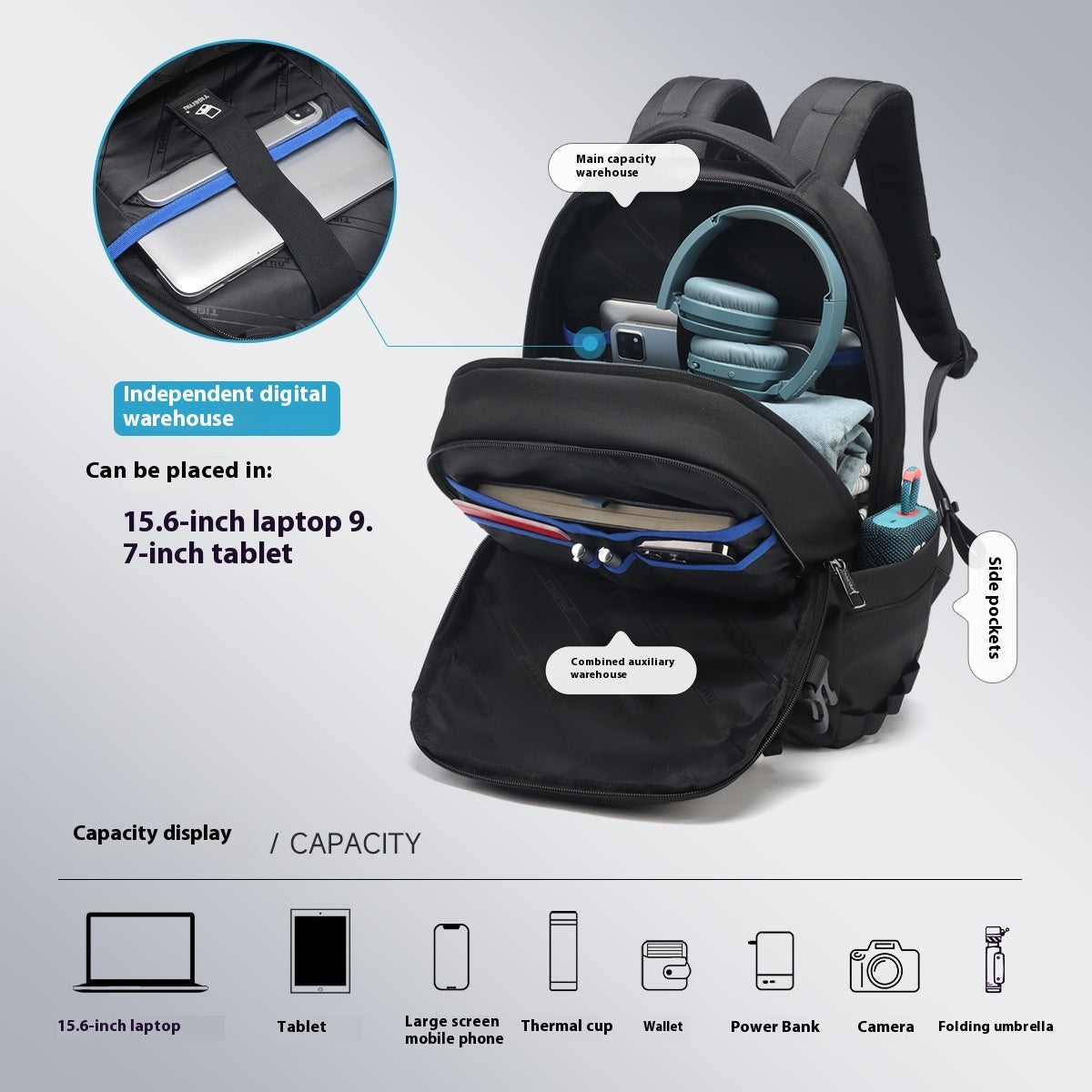 Unisex Sports Travel Backpack Oxford Cloth Letters Pattern