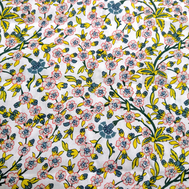 80’s Style 100% Cotton Super Dense Poplin Botanical Printed Fabric for Spring-Summer Clothing