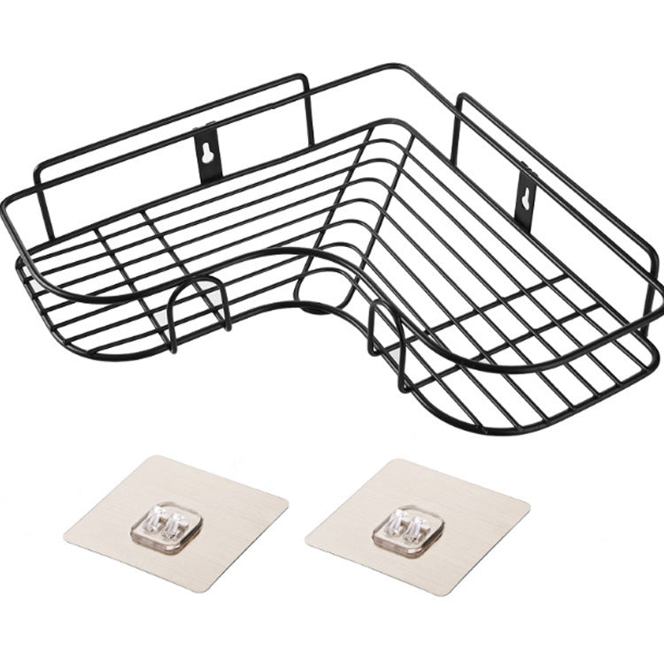 Punch-Free Wall-Mounted Bathroom Storage Rack – Kitchen Corner Shelf with Tripod