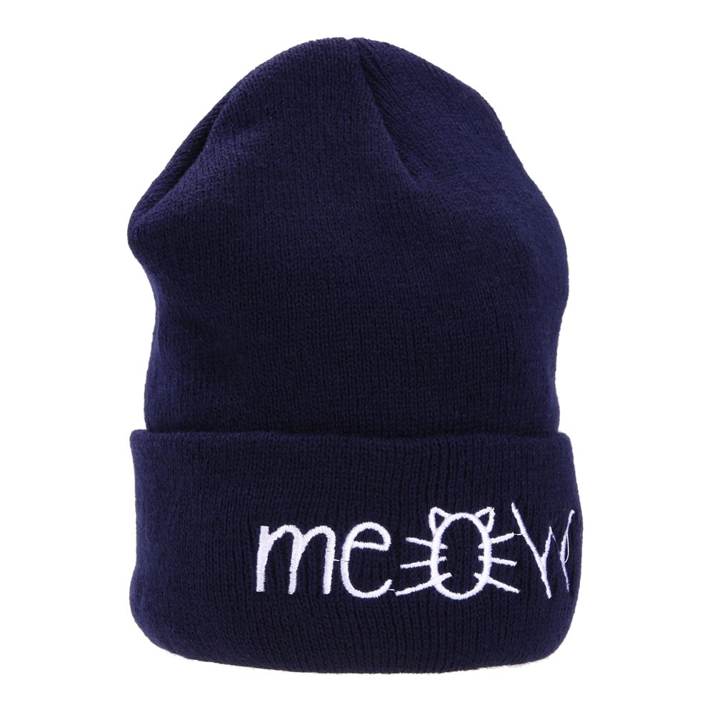 Autumn MEOW Unisex Casual Hip Hop Knitted Wool Skullies Beanie