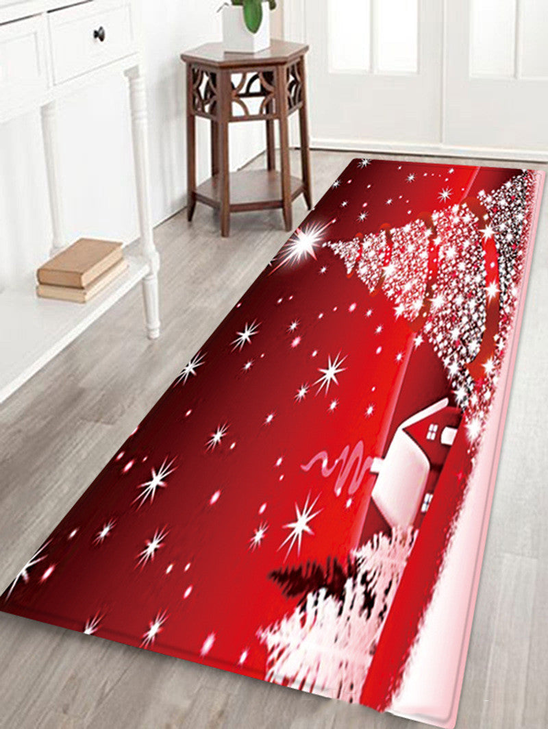 Christmas Printed Flannel Bathroom Mat