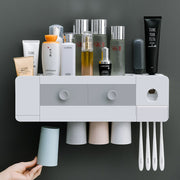 Wall-Mounted Magnetic Toothbrush Holder with Automatic Toothpaste Dispenser