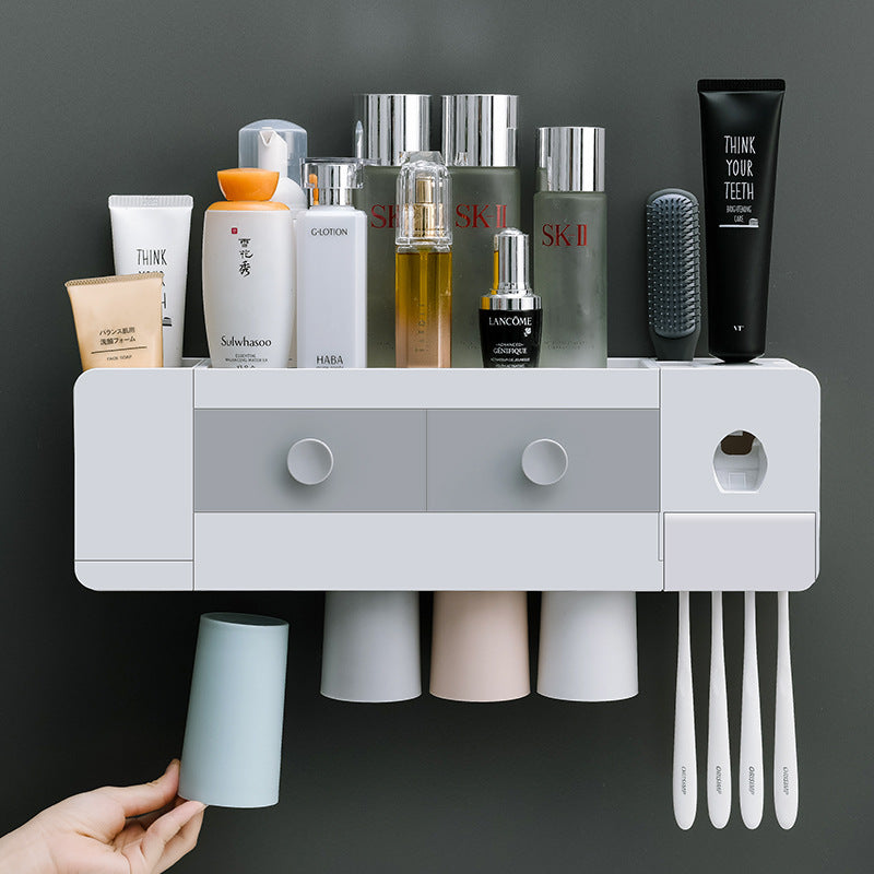 Wall-Mounted Magnetic Toothbrush Holder with Automatic Toothpaste Dispenser